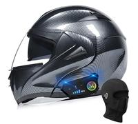 BYGMWEP Casque Moto Modulable Bluetooth, Casque Moto Homologué ECE, Flip Up Casque Adulte Moto avec Double Visière pour Anti-Collision Casque Scooter Casque Integral pour Homme Femme XS~XL