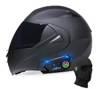 BYGMWEP Casque Moto Modulable Bluetooth, Casque Moto Homologué ECE, Flip Up Casque Adulte Moto avec Double Visière pour Anti-Collision Casque Scooter Casque Integral pour Homme Femme XS~XL