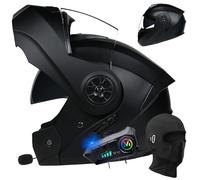 BYGMWEP Casque Moto Modulable Bluetooth Homologué ECE Flip-Up Anti-Collision pour Scooter, Taille S-XL