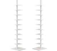 BYGSBKDP Bibliothèque étroite à 9 niveaux en métal à monter soi-même, rotation libre sur trois côtés, tour verticale pour livres pour petits espaces, bibliothèque échelle haute et étroite (blanc, 40,1