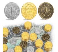 Byhoo 30PCS Métal DND Coins, 1.2" Or Argent Cuivre Jetons avec Valeur faciale pour Le Jeu de Plateau et Tabletop RPG, Fantasy Metal Coins pour Pirate Game Party Cosplay