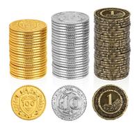 Byhoo Lot de 150 pièces métal DND - 3,5 cm - doré argenté - jeu de société RPG - pièces fantastiques pirate fête cosplay