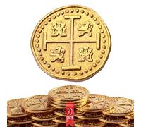 Byhoo Pièces de Pirate en métal, 30 pièces de trésor d’Or, réplique en métal Doubloons espagnols, jetons de Faux pièces de trésor de Pirate, Imitation réaliste d’Argent pour Les Jouets de Cosplay