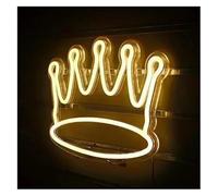 Byicoo Enseignes au néon d'art suspendues Couronne LED pour enseigne lumineuse néon blanc chaud décoration murale pour chambre d'enfant, appartement
