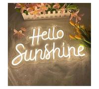 Byicoo Enseignes au néon d'art suspendues D'Ambiance Apaisante Lampe Enseigne Au Néon Chaude Hello Sunshine, De Maison pour Chambre À Coucher pour Filles