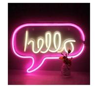 Byicoo Enseignes au néon d'art suspendues Décoration lumineuse au néon Hello pour enseigne décoration murale à LED pour magasin