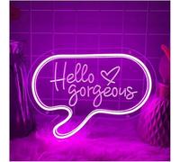 Byicoo Enseignes au néon d'art suspendues Enseigne au néon gravée « Hello Gorgeous » pour décoration murale de chambre à coucher(40x29cm)