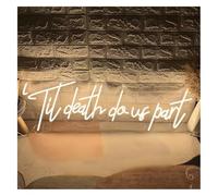 Byicoo Enseignes au néon d'art suspendues Enseigne au néon suspendue « Til Death Do Us Part » - Décoration de mariage(Jaune)