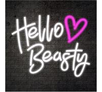 Byicoo Enseignes au néon d'art suspendues Enseigne lumineuse LED néon « Hello Beauty » - Lettres décoratives pour mariage, chambre de fille, fête