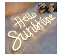 Byicoo Enseignes au néon d'art suspendues Enseigne lumineuse néon « Hello Sunshine », lampe chaleureuse pour la maison, idéale pour un anniversaire ou les fêtes