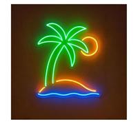 Byicoo Enseignes au néon d'art suspendues Enseigne lumineuse néon Palm Island Sunset Tropical Paradise pour bar et soirées d'été 40 cm