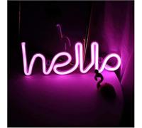 Byicoo Enseignes au néon d'art suspendues Enseignes au néon Hello Light LED Appliques murales Magasin Salutation Décoration d'intérieur Lampe de nuit Mariage(Neon-4)