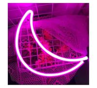 Byicoo Enseignes au néon d'art suspendues Lettres colorées Intérieur Luminaires Lune Étoile Néon Mur Chambre Salon Décor À La Maison Lampe Veilleuse(Rose)