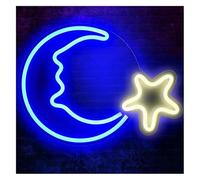 Byicoo Enseignes au néon d'art suspendues Lettres colorées Intérieur Luminaires Lune Étoile Néon Mur Chambre Salon Décor À La Maison Lampe Veilleuse
