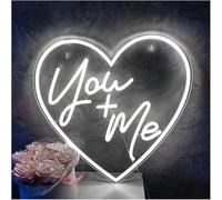 Byicoo Enseignes au néon d'art suspendues Lettres colorées Intérieur Luminaires Néon Vous Et Moi Décoration De Salle Réception Fête Mariage(Blanc)
