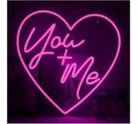 Byicoo Enseignes au néon d'art suspendues Lettres colorées Intérieur Luminaires Néon Vous Et Moi Décoration De Salle Réception Fête Mariage(Rose)