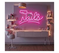 Byicoo Enseignes au néon d'art suspendues Nails Neon Sign Beauty Salon Decoration LED Light For Nail shop Room wall