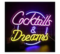 Byicoo Enseignes au néon d'art suspendues Panneau lumineux néon « Ambiance apaisante » pour la décoration murale Cocktails et Rêves