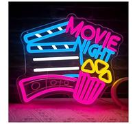 Byicoo Enseignes au néon d'art suspendues Panneau néon LED pour soirée cinéma, pop-corn, pour salle de jeux, chambre à coucher, Bar, salon, fête d'anniversaire