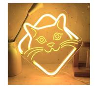 Byicoo Enseignes au néon d'art suspendues Veilleuse néon chat avec variateur, décoration murale pour chambres, fêtes et festivals(Warm White)