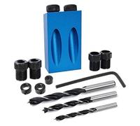 BYINGS Kit de gabarit de perçage de poche, foret for le travail du bois, guides de perçage à 15 degrés, adaptateur d'entraînement d'angle de joint, localisateur, outil de menuiserie