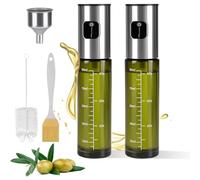 Byitin 2PCS Spray Huile Cuisine 100ml, Vaporisateur d'huile d'olive en Verre Vert avec Protection UV, Pulverisateur Huile Cuisine pour Air Fryer, Cooking, avec Grand Entonnoir