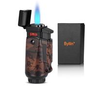 Byitin 4 Flammes Briquets, Briquet Tempête Gaz Rechargeables, Réglables Jet Flame Lighter - Cadeau Homme (sans Gaz)