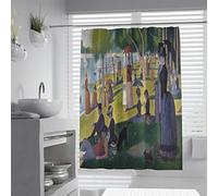 BYJING Art Georges Seurat Peinture Rideau de Douche Riverside Paysage Artwork Imperméable en Tissu Rideau de Douche pour Salle de Bain Décor Hôtel Grade 90x180cm