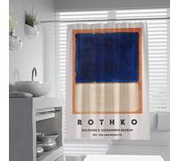 BYJING Art Mark Rothko Famous Peinture Rideau de Douche Bleu et Blanc sur Orange Salle de Bain Rideau de Douche Hôtel Qualité Lavable en Machine 153x183cm