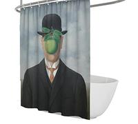 BYJING Art Rene Magritte Artwork Rideau de Douche Le Fils de l’Homme Rideau de Douche pour Salle de Bain avec Crochets Rideau de Douche en Tissu Polyester Décoration 90x180cm