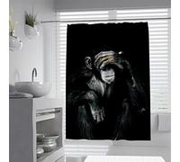 BYJING Art Singe Sage Noir Animaux Salle De Bains Rideau De Douche Gorille Mains sur Les Yeux Tissu Rideau De Douche avec Crochets Unique Impression 3D Décor De Ferme 183x198 cm