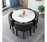 BYJSJY Ensemble Table Ronde avec 4 Chaises pour Cuisine Salle à Manger