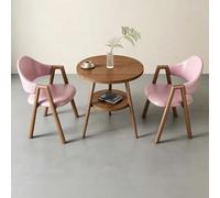 BYJSJY Ensemble Table Ronde Noyer avec 2 fauteuils en Cuir PU(Blush Pink)