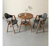 BYJSJY Ensemble Table Ronde Noyer avec 2 fauteuils en Cuir PU(Dark Gray)