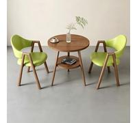 BYJSJY Ensemble Table Ronde Noyer avec 2 fauteuils en Cuir PU(Lime Green)