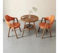 BYJSJY Ensemble Table Ronde Noyer avec 2 fauteuils en Cuir PU(Orange)