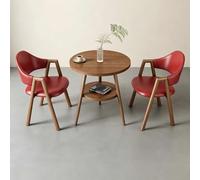 BYJSJY Ensemble Table Ronde Noyer avec 2 fauteuils en Cuir PU(Red)