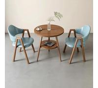 BYJSJY Ensemble Table Ronde Noyer avec 2 fauteuils en Cuir PU(Sky Blue)