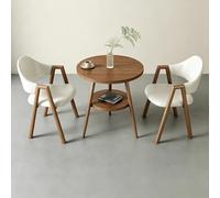 BYJSJY Ensemble Table Ronde Noyer avec 2 fauteuils en Cuir PU(White)