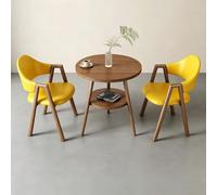 BYJSJY Ensemble Table Ronde Noyer avec 2 fauteuils en Cuir PU(Yellow)