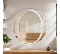 BYJSJY Fenêtre de Cave,Fenêtre Ronde encastrée pour abri de Jardin,hublot pivotant à 360° avec poignées,fenêtres en Verre trempé ventilées rotatives pour Chambre,Salon(White,70cm)