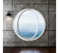 BYJSJY Fenêtre De Cave,Petite Fenêtre Ronde,Fenêtre D'aération,Fonction RotationFenêtre De Ventilation,fenêtres en Verre Trempé Ventilées Rotatives(White,80cm/31.5in)