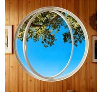 BYJSJY Fenêtre De Cave Ronde,Cadres De Fenêtres,fenêtre De sous-Sol,Rotatives Coulissante,hublot Pivotant avec Poignées,Cadre en Alliage D'aluminium Et Verre Trempé(White1,60cm/23.6in)