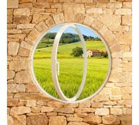 BYJSJY Fenêtre Ronde à Rotation Centrale,Fenêtre Pivotante Circulaire avec Cadre Aluminium et Verre Trempé 0,5 cm,Fenêtre De Cave,Solution de Ventilation Moderne(White1,80cm/31.5in)