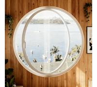 BYJSJY Fenêtre Ronde De Cave,Rotatives,Cadres De Fenêtres,Fenêtre Coulissante avec Poignées,pour Grenier,Cuisine,Salle De Bain(White1,80cm/31.5in)