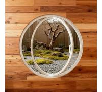 BYJSJY Fenêtre Ronde Encastrée Rotative 360°, Fenêtre de Cave et Hangar, Équipée de Poignées et Système de Verrouillage(White1,80cm/31.5in)