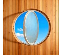 BYJSJY Fenêtre Ronde Moderne à Rotation Centrale,Cadre Aluminium et Verre Trempé 0,5 cm,Fenêtre De Cave,Ventilation Ajustable et Esthétique Contemporaine,Cadres De Fenêtres(White3,60cm/23.6in)