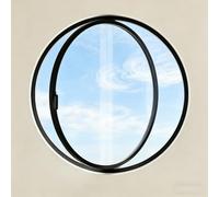 BYJSJY Fenêtre Ronde Rotative 360° - Cadre en Alliage d'Aluminium et Verre Trempé, Poignée Verrouillable, Design Moderne pour Chambre, Salle de Bain, Grenier(Black,80cm/31.5in)