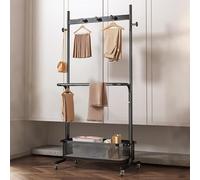 BYJSJY Portant À Vêtements Avec Roulettes, Porte-Manteau, Penderie En Métal, Avec crochets et panier de rangement,Pour Chambre, Vestiaire, Buanderie(80cm(31.5in))