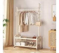 BYJSJY Portant À Vêtements Avec Roulettes,Porte-manteau,Porte-vêtements En Métal,Portemanteau,Étagère De Rangement Polyvalent,Pour Chambre À Coucher,Salon,Bureau(White,60cm(23.6in))
